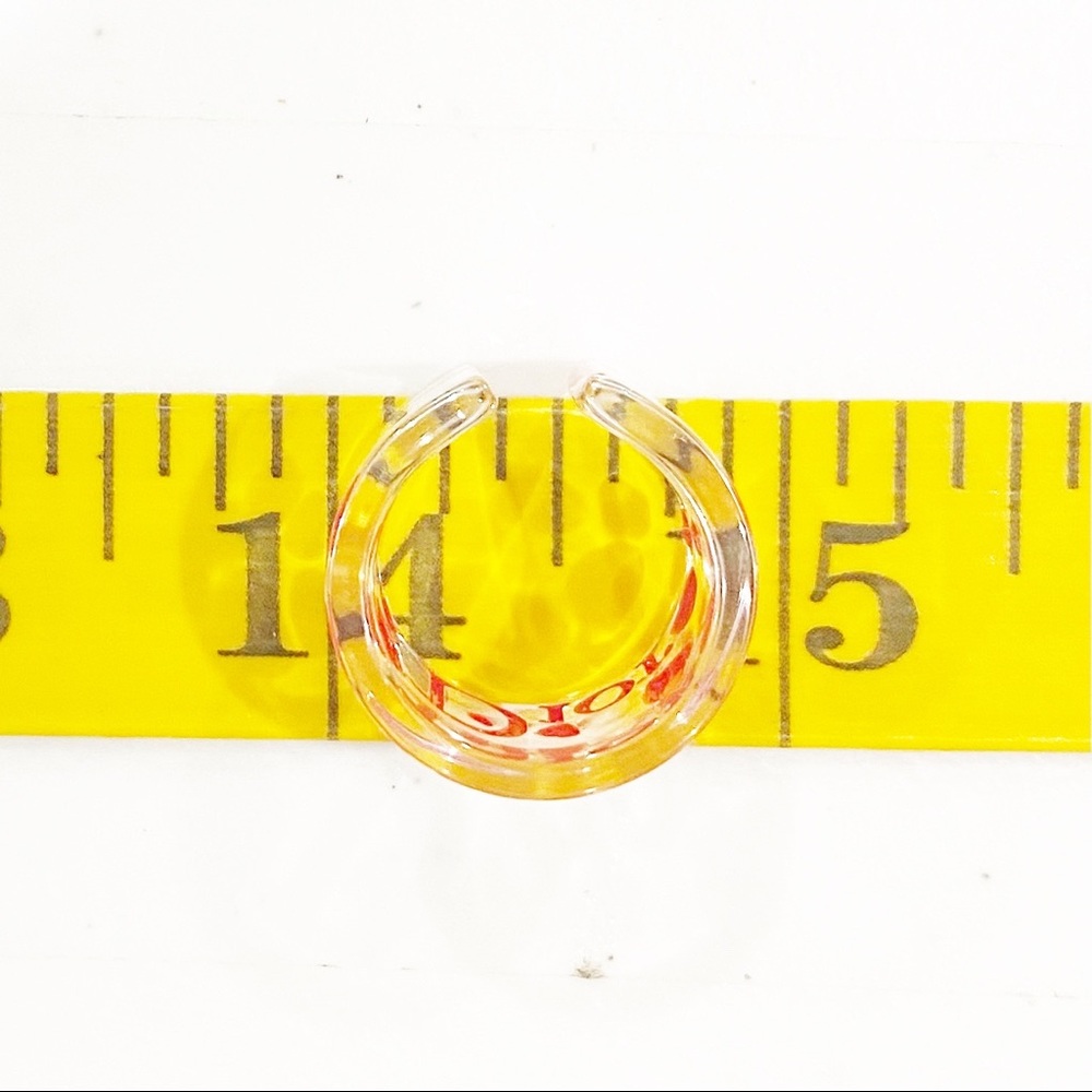 SOLD 🎉DIOR VINTAGE Lucite Ring Clear Red Hearts Acrylic w Tag Size 6 - Picture 9 of 11